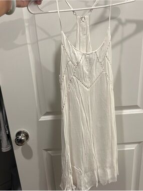 Lulu's Cream Spaghetti-Strap Mini Slip Dress
